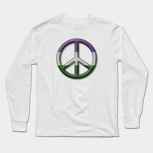 Peace Pride design in Genderqueer pride flag colors Long Sleeve T-Shirt